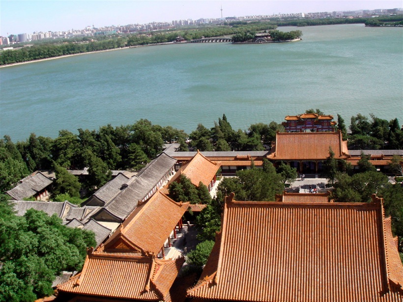 palacio, lago, torre